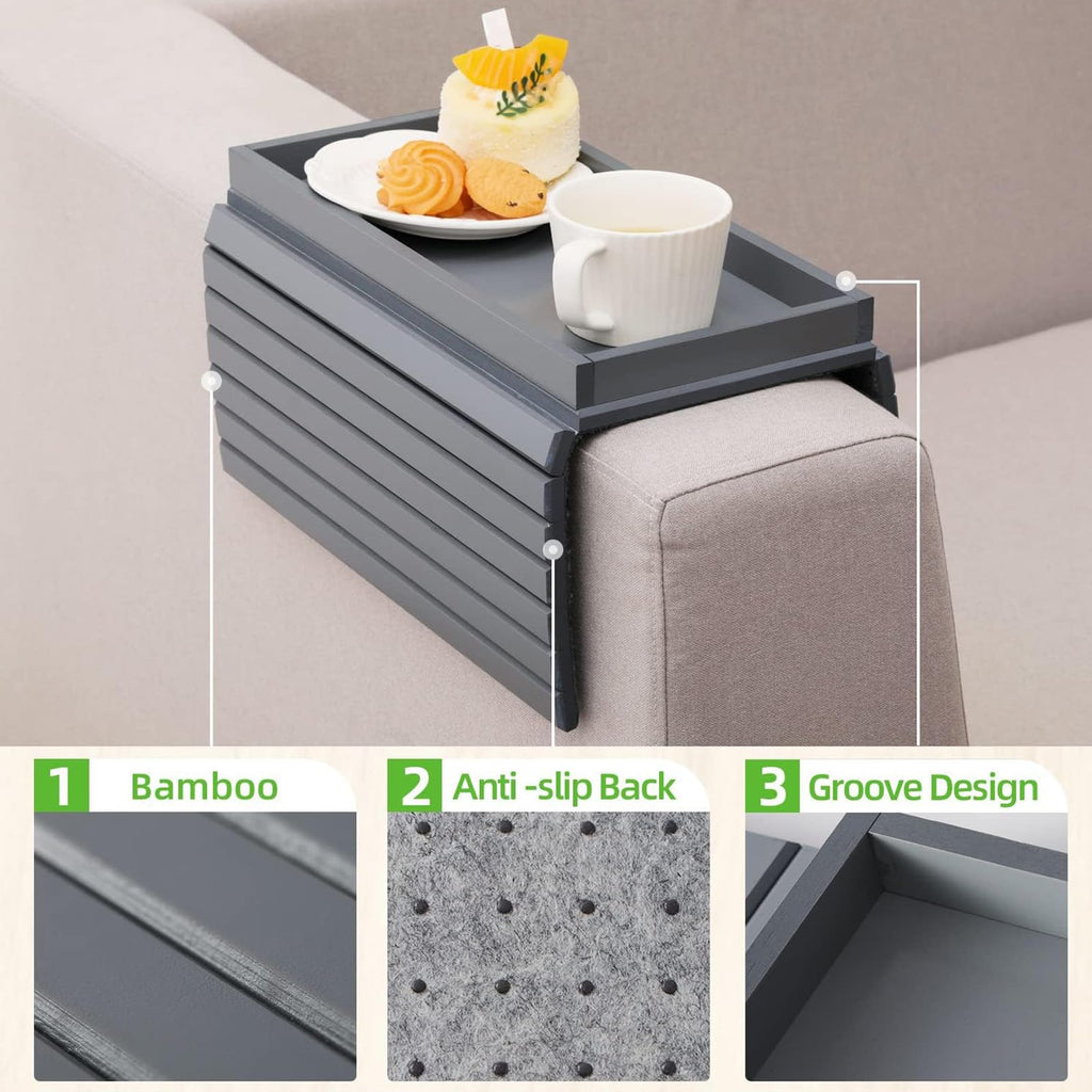 SHILIPAIJC Sofa Arm Tray, Armchair Tray Sofa Arm Table with Cup Mats - image 3