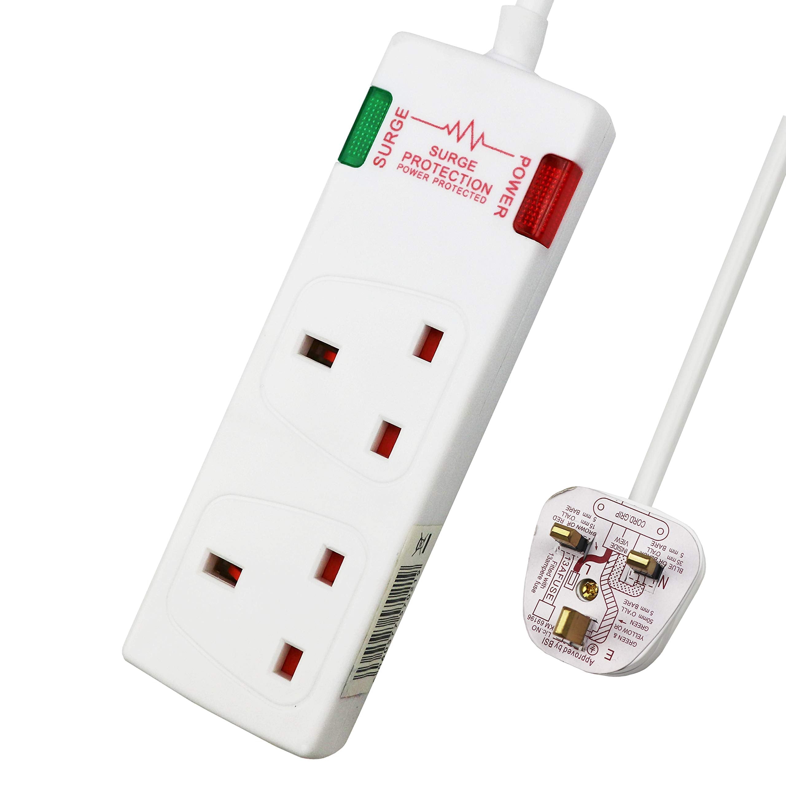 ExtraStar 2 Way Surge Protected Extension Lead | 13A Power Strip – 5M