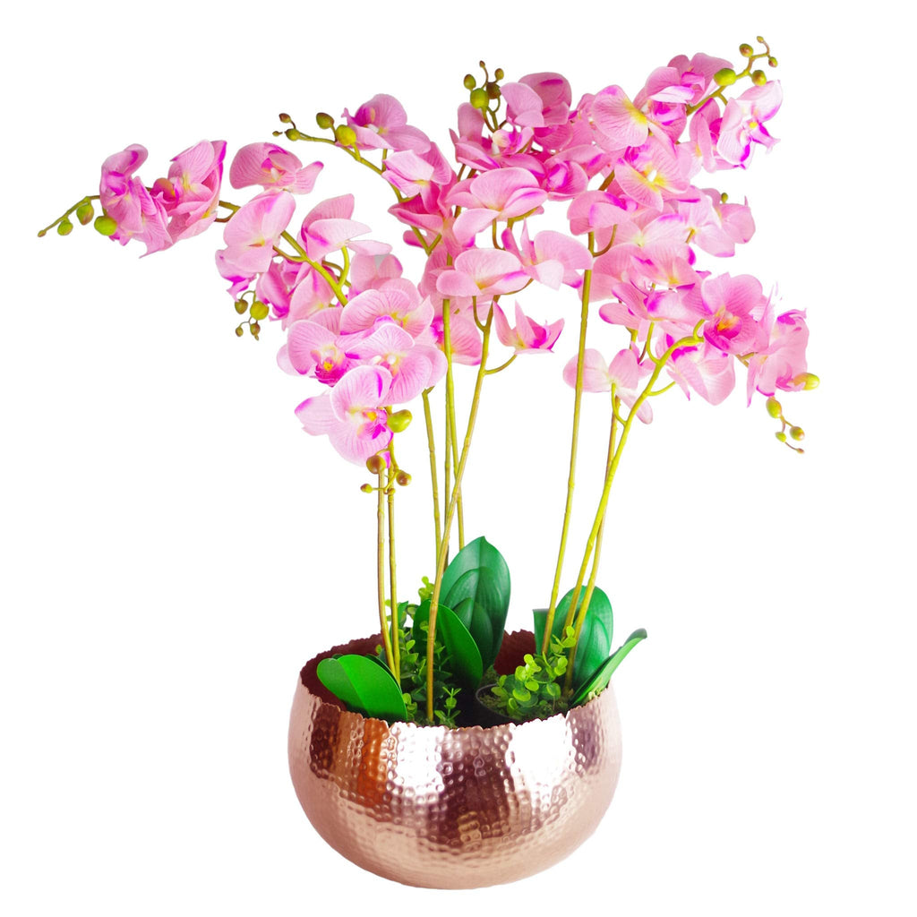 Leaf Large Hammered Copper Metal Bowl Planter – Rustic Indoor Decor