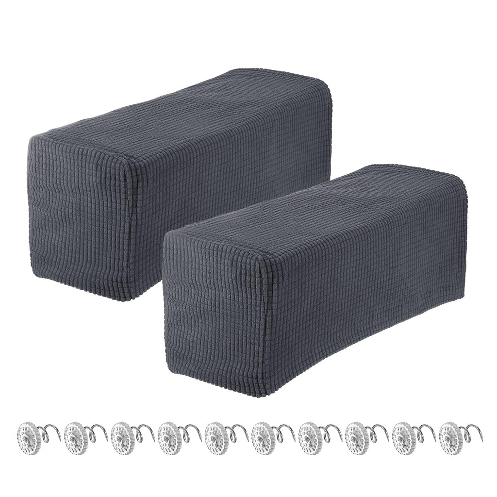 sourcing map 2pcs Stretch Armrest Covers for Chairs/Sofas, Couch Arm Covers with Twist Pin, Furniture Protector Slipcovers Dark Grey - image 1