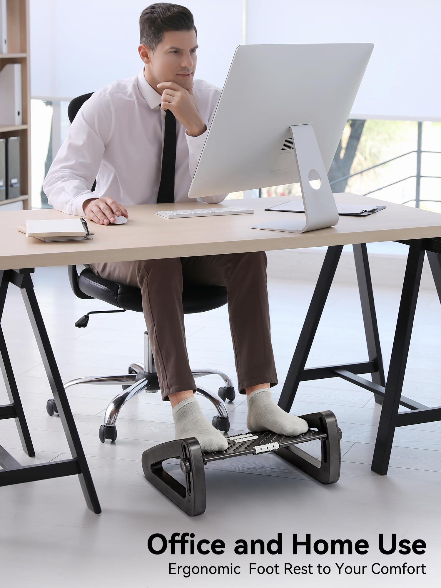 HEETA Adjustable Under Desk Foot Rest | Ergonomic Massager Foot Stool
