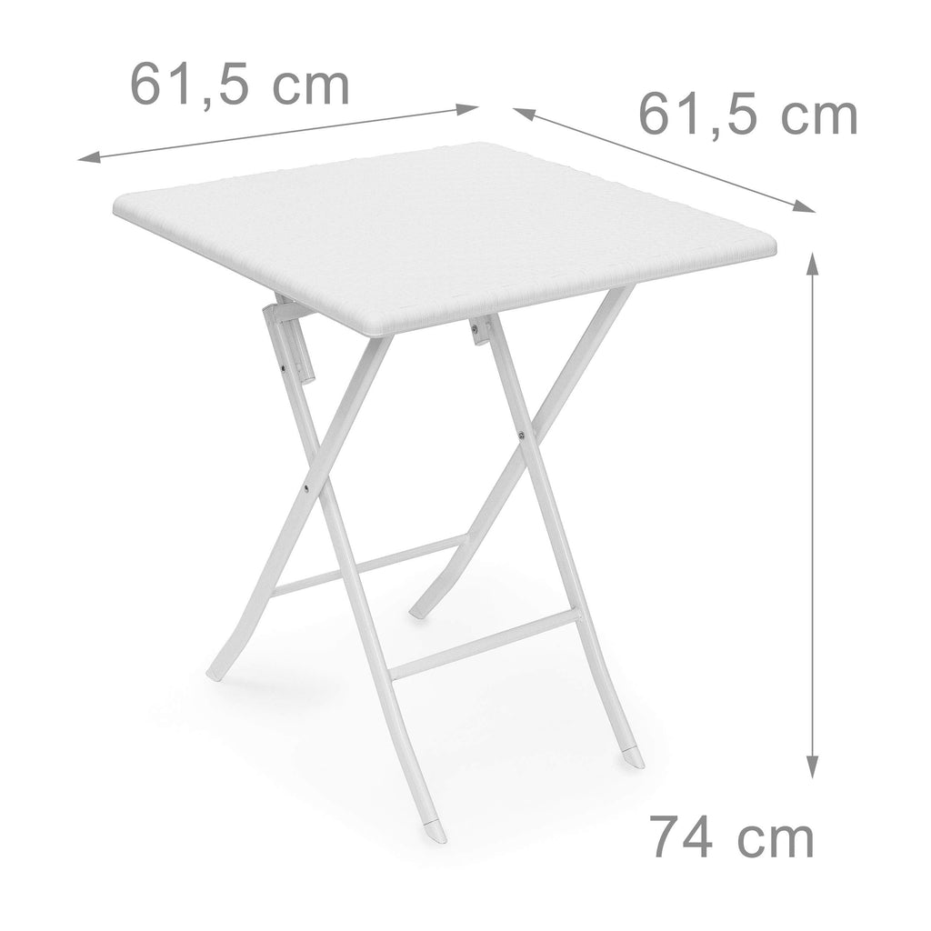 Relax Days Bastian Square Folding Garden Table – White Rattan Style