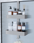 Kitsure Over Door Shower Caddy, 2-Tier Hanging Bathroom Shelf, Silver - image 1