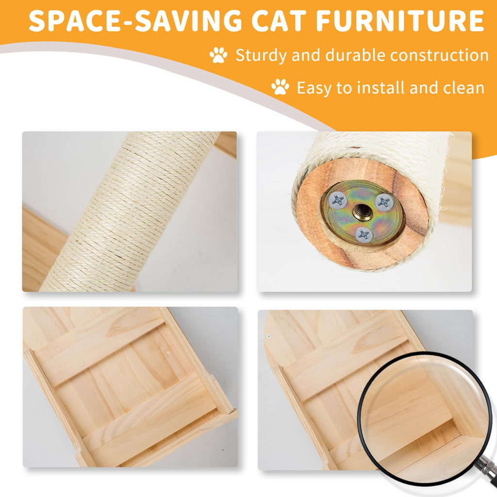 Cat Wall Furniture Set | Sisal Scratching Post & Climbing Shelves