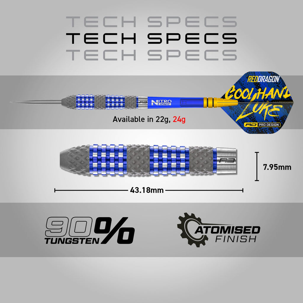 Red Dragon Luke Humphries TX2 24g Tungsten Darts Set – Atomised Grip