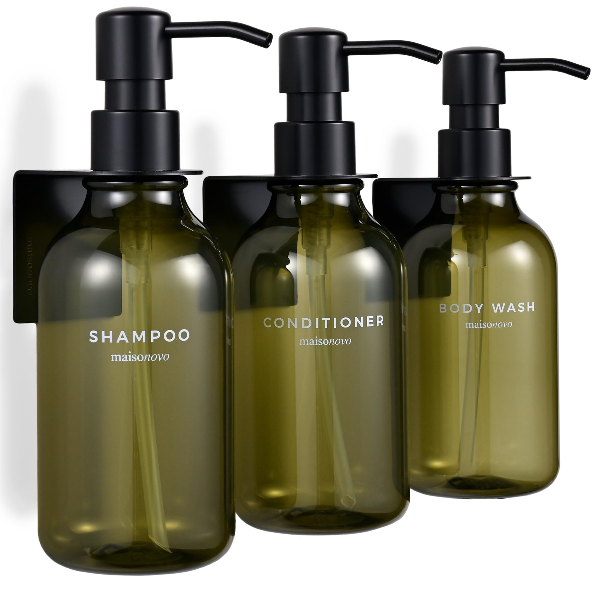 MaisoNovo Wall Mounted Shower Soap Dispenser - 3 Pack Green 500ml Bottles