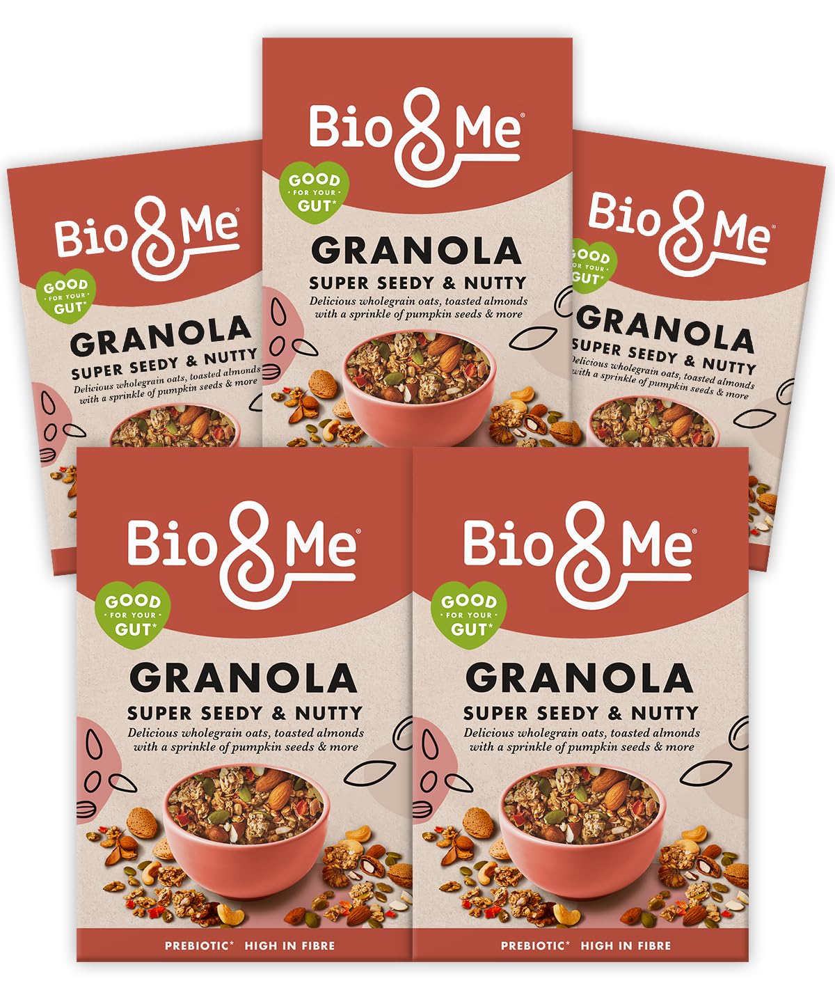 Bio&Me Super Seedy & Nutty Granola – Vegan & High Fibre (5 x 360g)