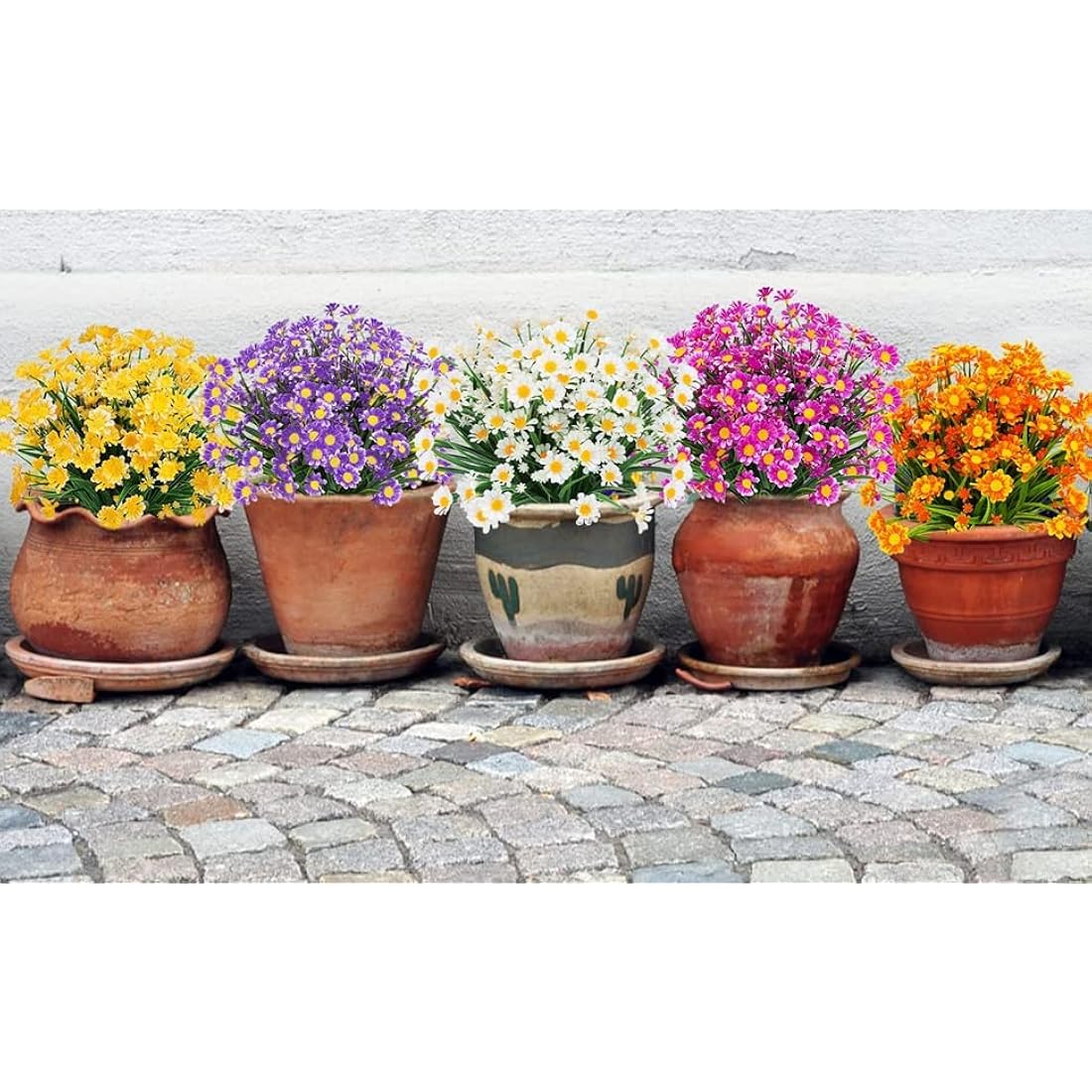 Jolof Store Artificial Daisy Flowers | 4PCS UV Resistant Faux Plants - White