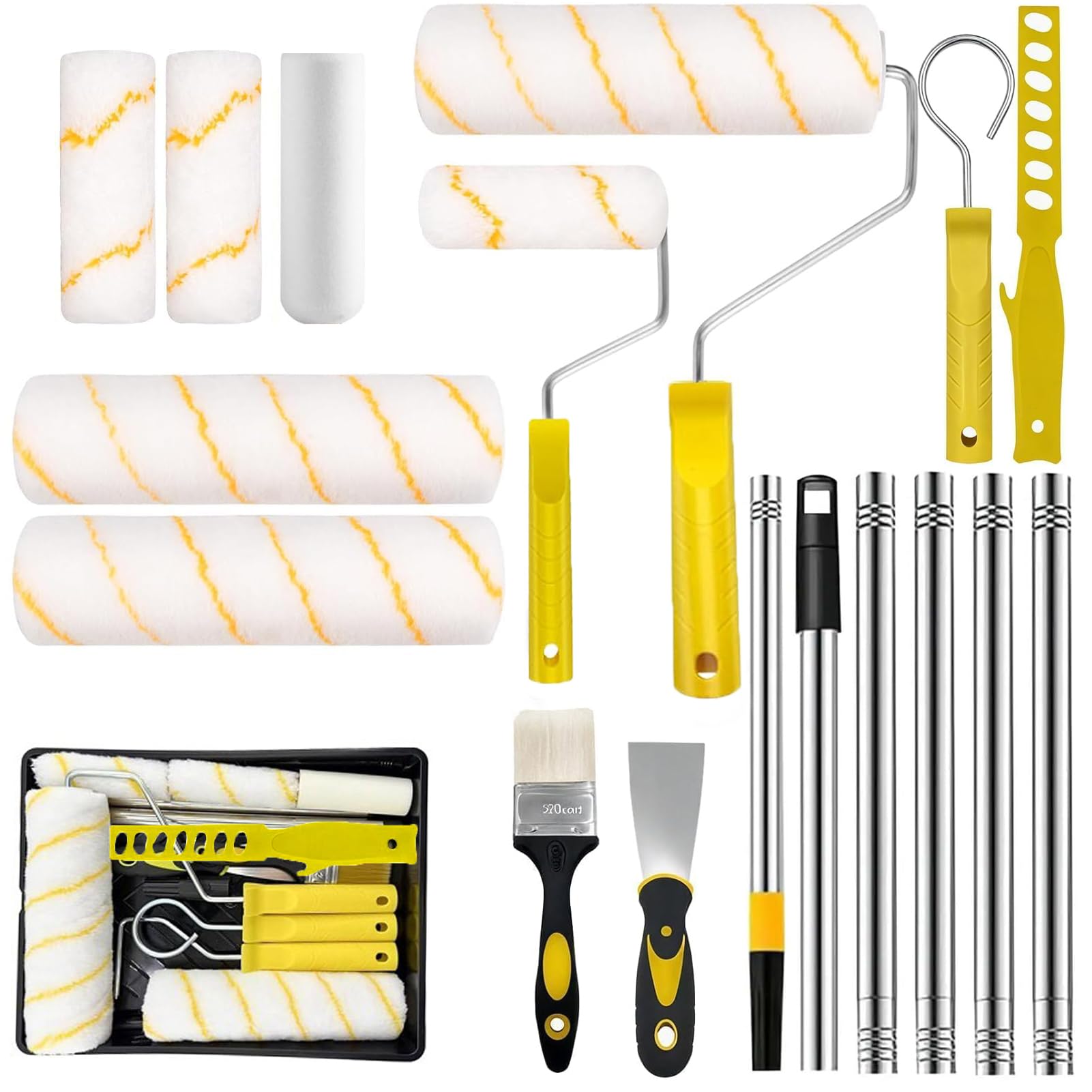 Jolof Store 13-Piece Paint Roller Set with 9-Inch Extension Pole