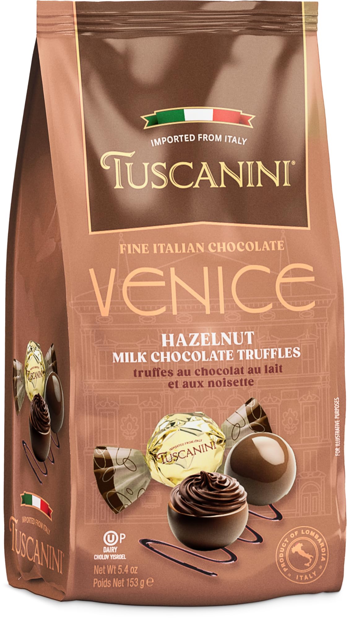 Tuscanini Hazelnut Milk Chocolate Truffles - Gourmet Italian, 153g