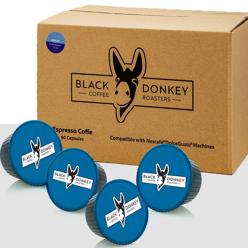 Black Donkey Decaf Coffee Pods - 60 Espresso Capsules for Dolce Gusto