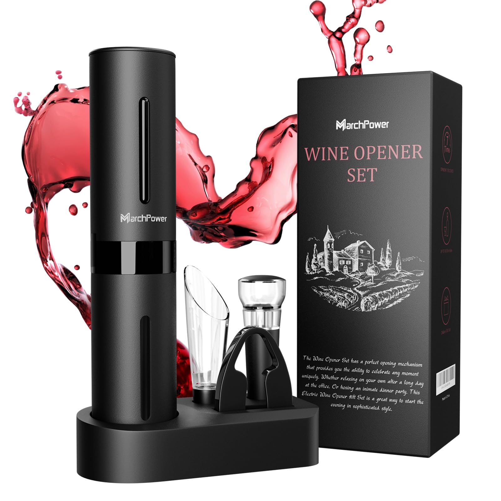 Marchpower Electric Wine Opener Set | Battery Powered Corkscrew