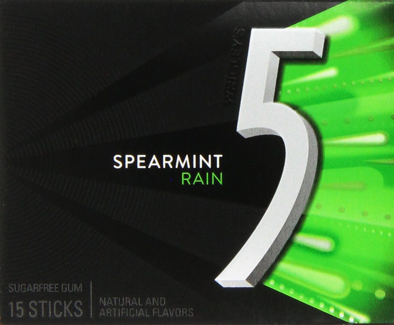 Wrigley's 5 Rain Spearmint Gum – Long Lasting Chewing Gum, 10 Packs