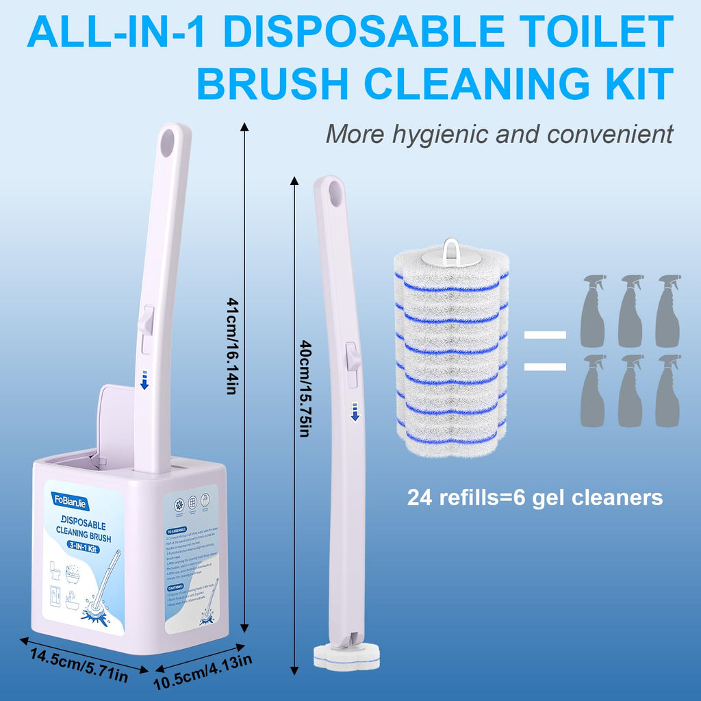 Disposable Toilet Brush, Toilet Brushes & Holders with 48 Cleaner Refills