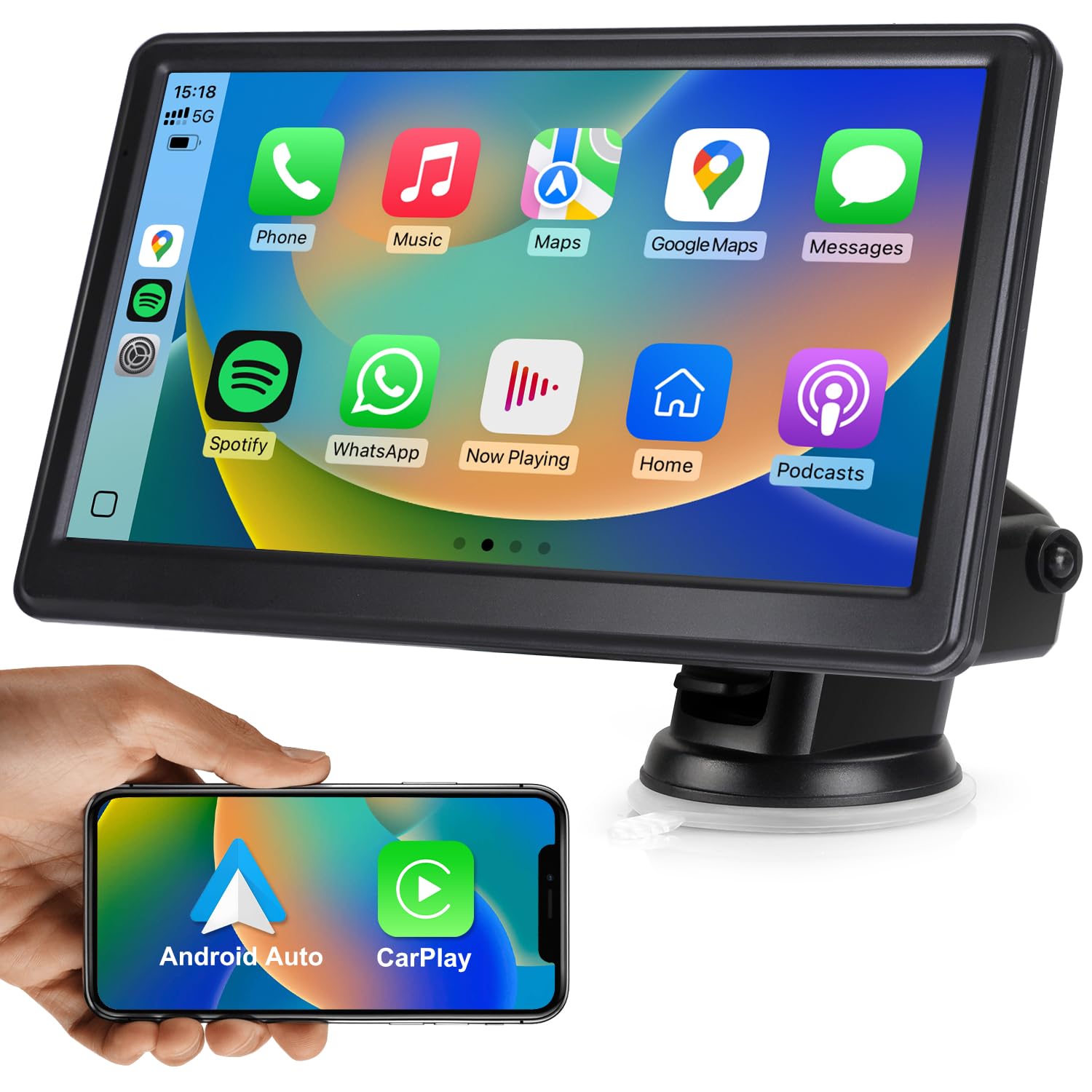 Jolof Store 7 Inch Wireless CarPlay & Android Auto Portable Car Stereo