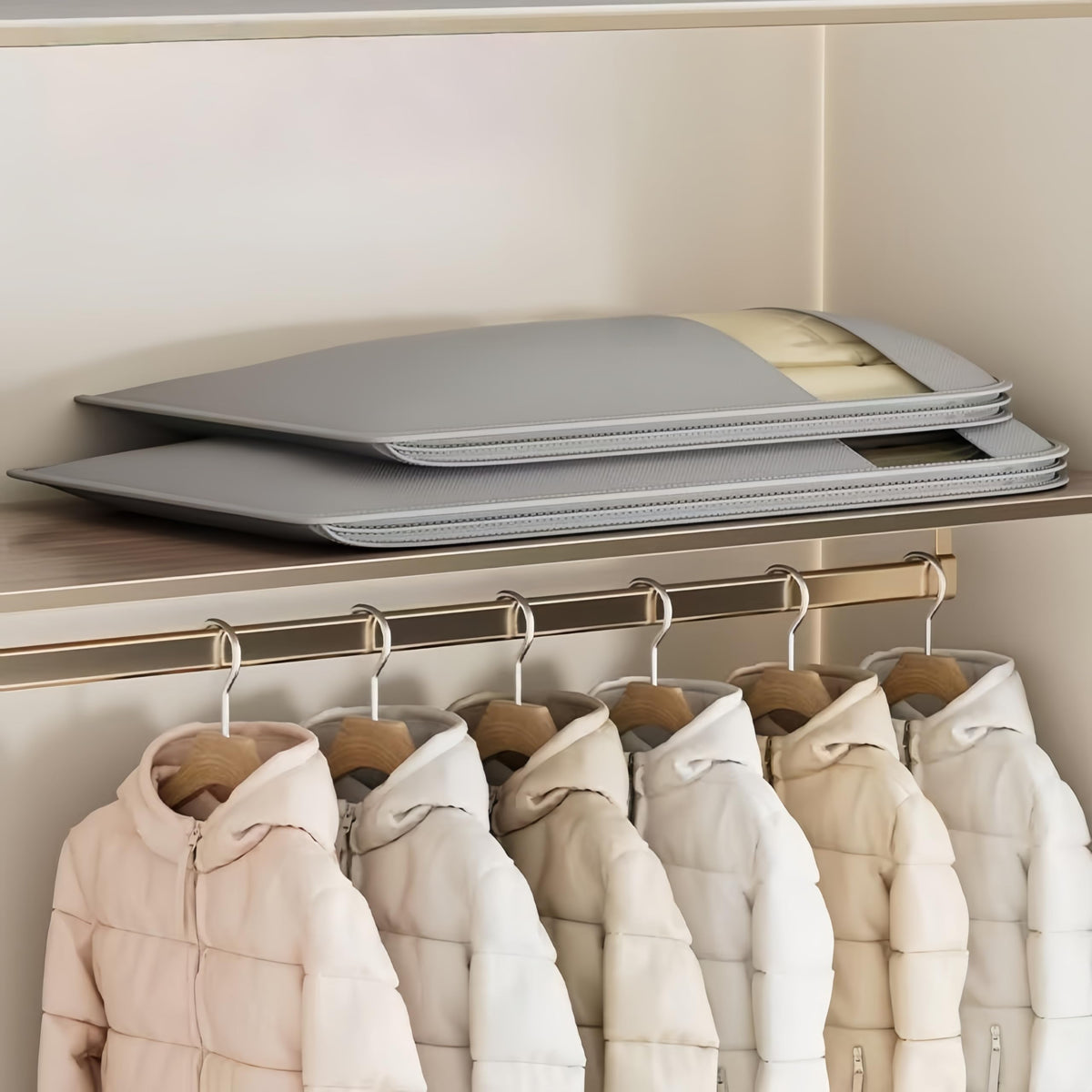 Science Compression Zipper Hanging Garment Bag（Medium） - Waterproof Dustproof Moth Proof Storage Organizer for Winter Coats & Down Jackets - image 3