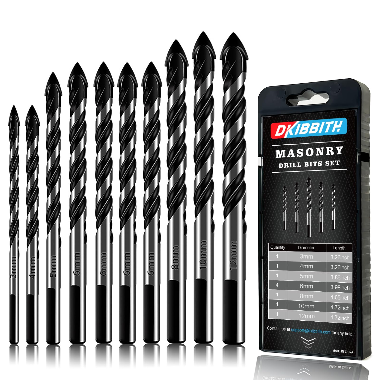 Jolof Store 10pc Masonry Drill Bit Set | YG8 Tungsten Steel | 3mm-12mm