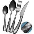 Xideman 24-Piece Black Hammered Cutlery Set | 18/10 Stainless Steel