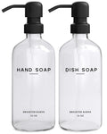Brighter Barns Glass Soap Dispenser Set - 16oz Kitchen Sink Pump Bottles