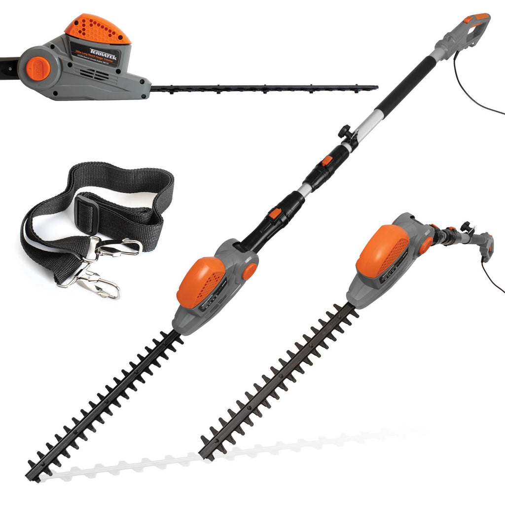 Terratek 550W Long Reach Pole Hedge Trimmer – 2.5m Telescopic Cutter