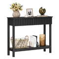 Trironsun Narrow Fluted Console Table with 2 Drawers and Open Shelf Modern Painted Wood Sofa Table for Hallway, Living Room or Behind Couch Black - image 1