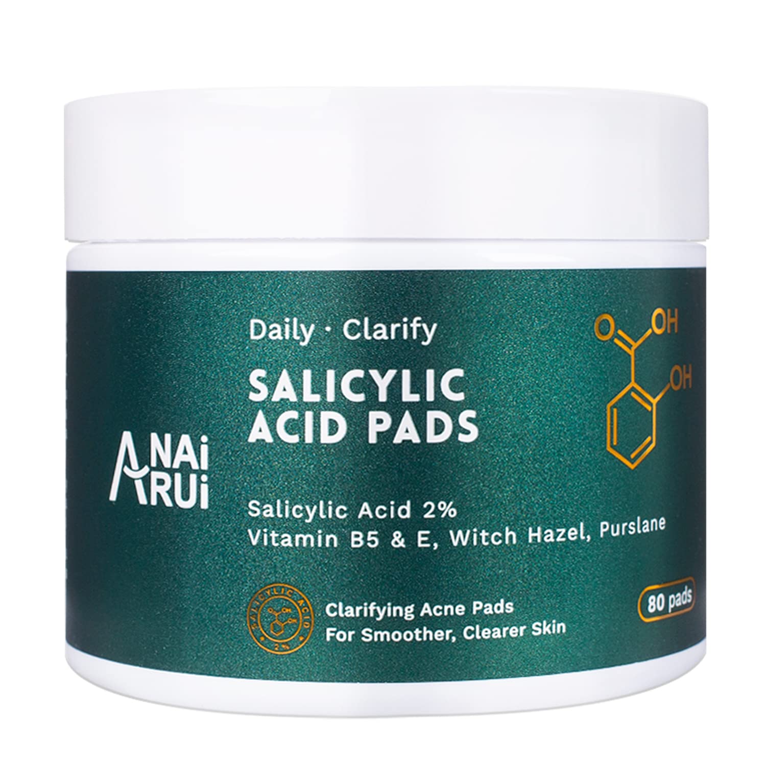 ANAiRUi 2% Salicylic Acid Face Pads – Acne & Blackhead Treatment, 80ct