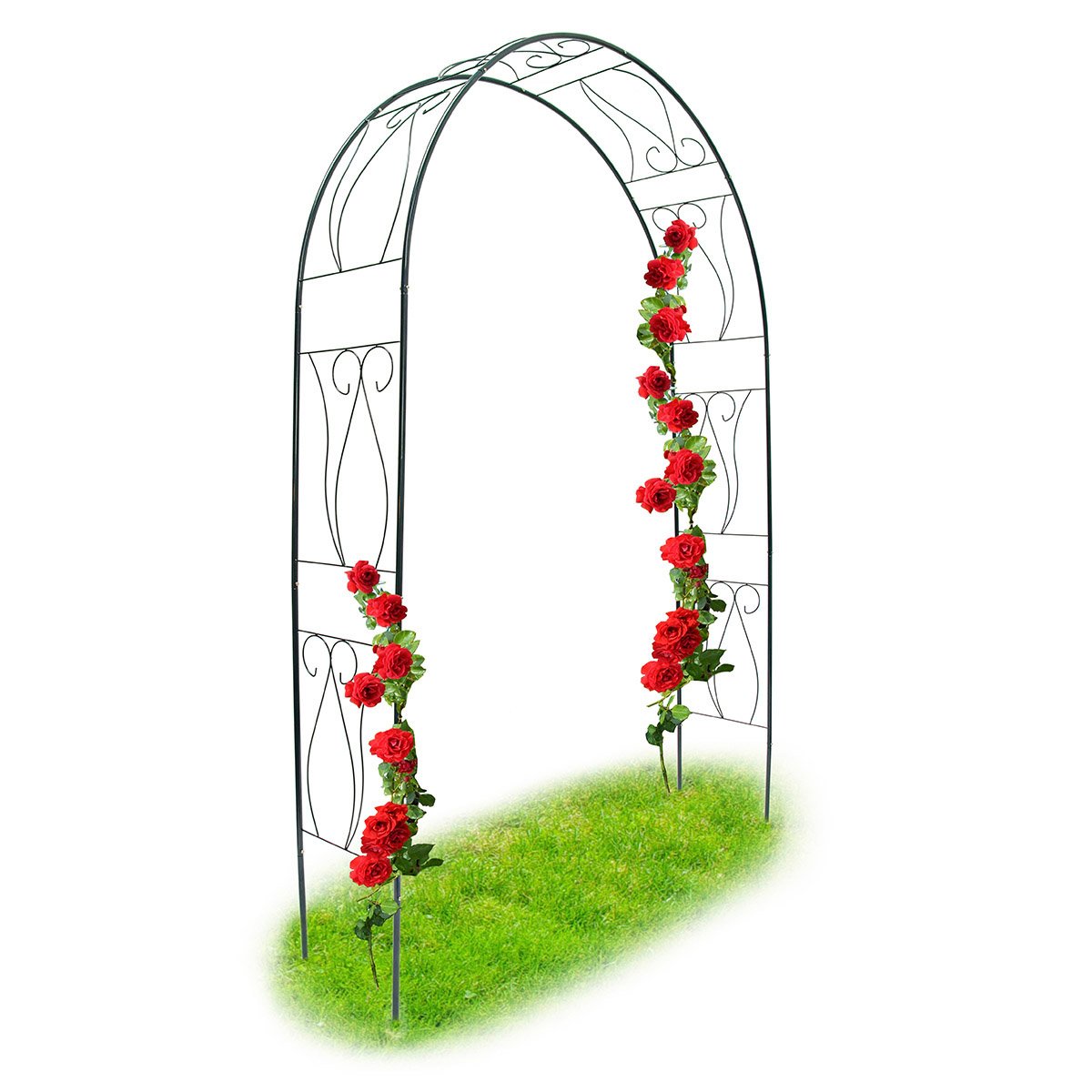 Relaxdays Metal Rose Arch Trellis – 2.3m Powder-Coated Steel Garden Arbour
