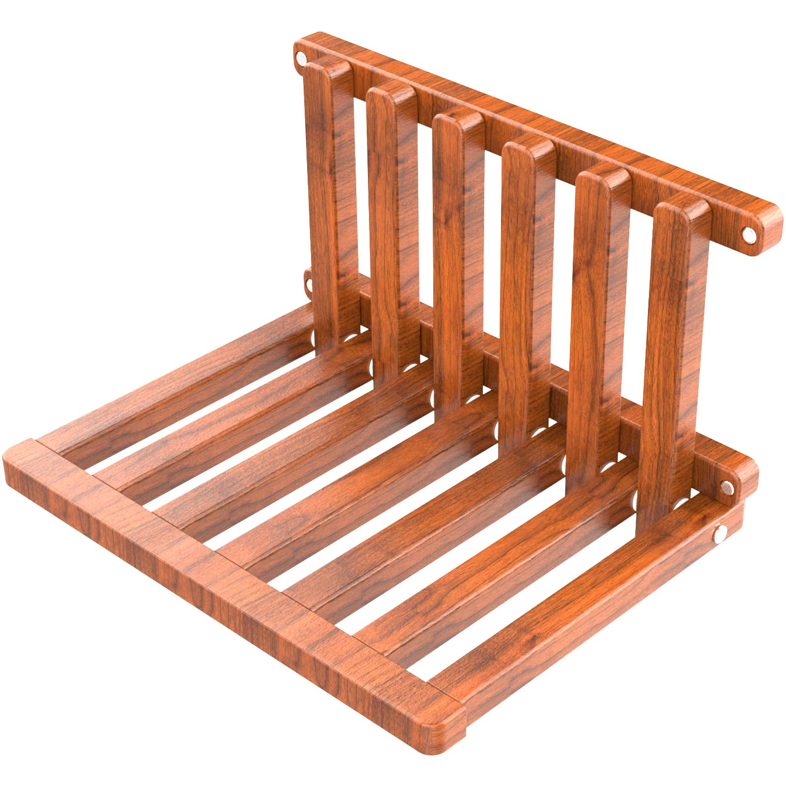 Tlongxia Walnut Wall Mounted Folding Shoe Stool | Solid Wood Seating