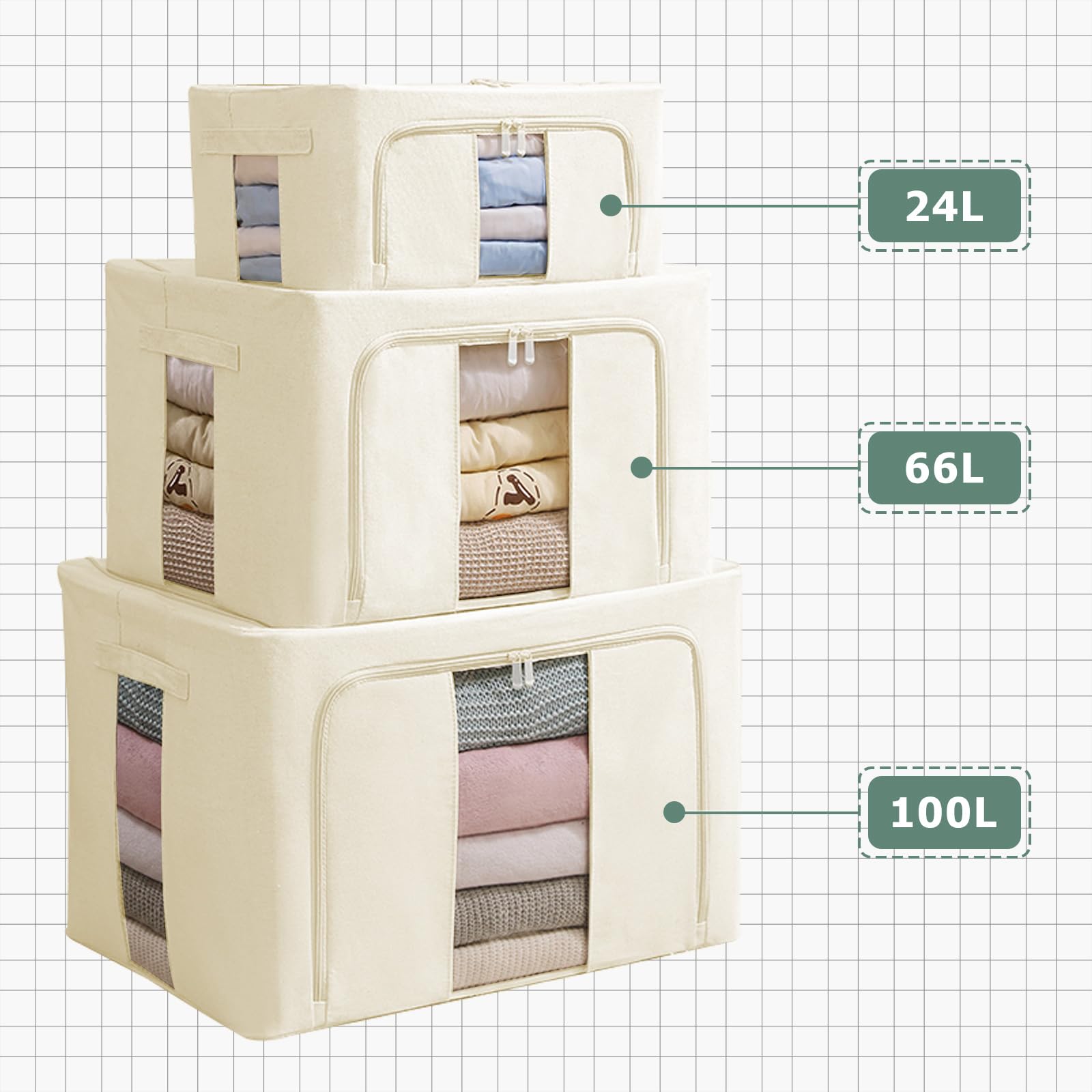 Jolof Store 2-Pack Stackable Closet Organizers – Foldable Oxford Storage Bins