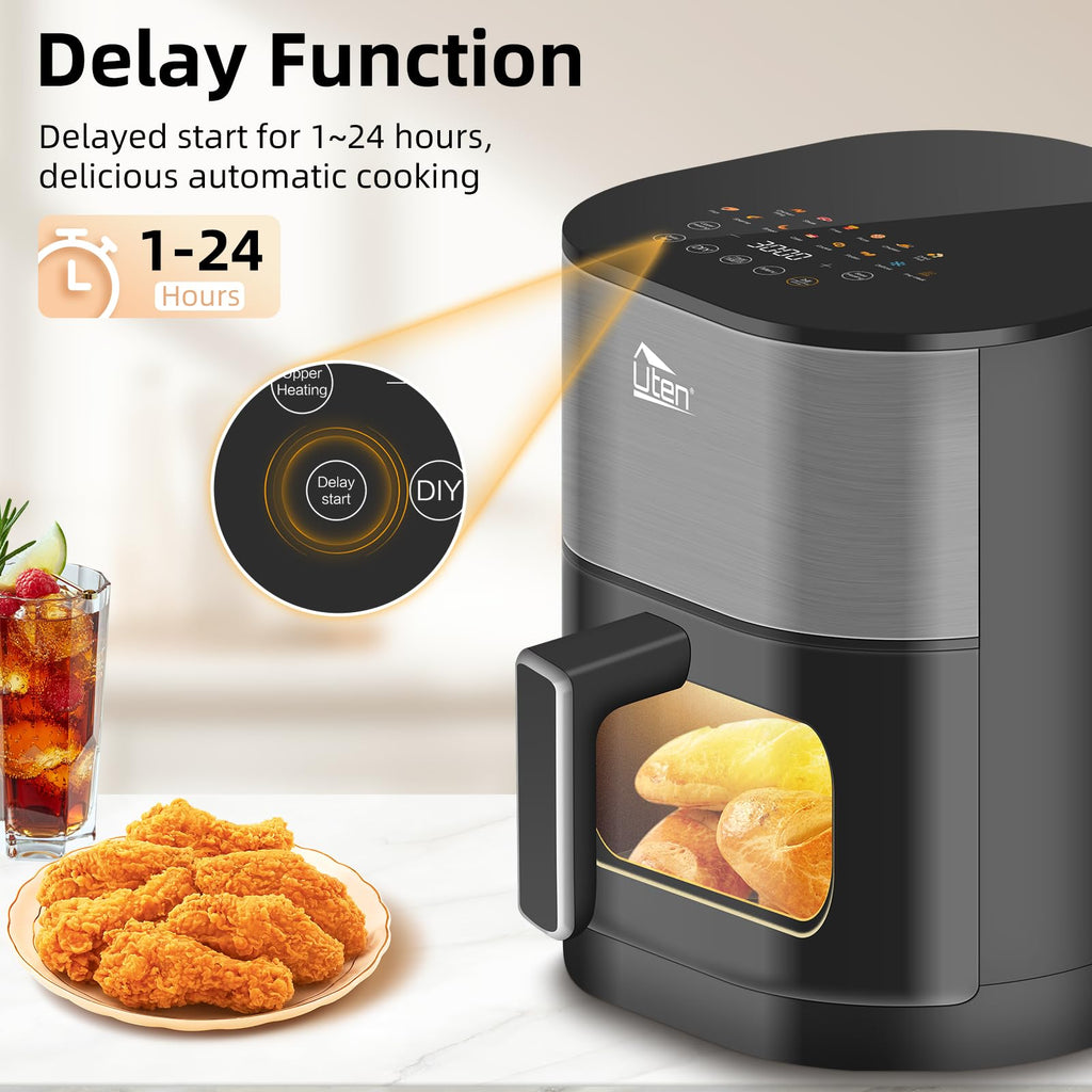Uten Dual Blaze Air Fryer 5.5L | 14-in-1 Smart Cooker with Visual Window