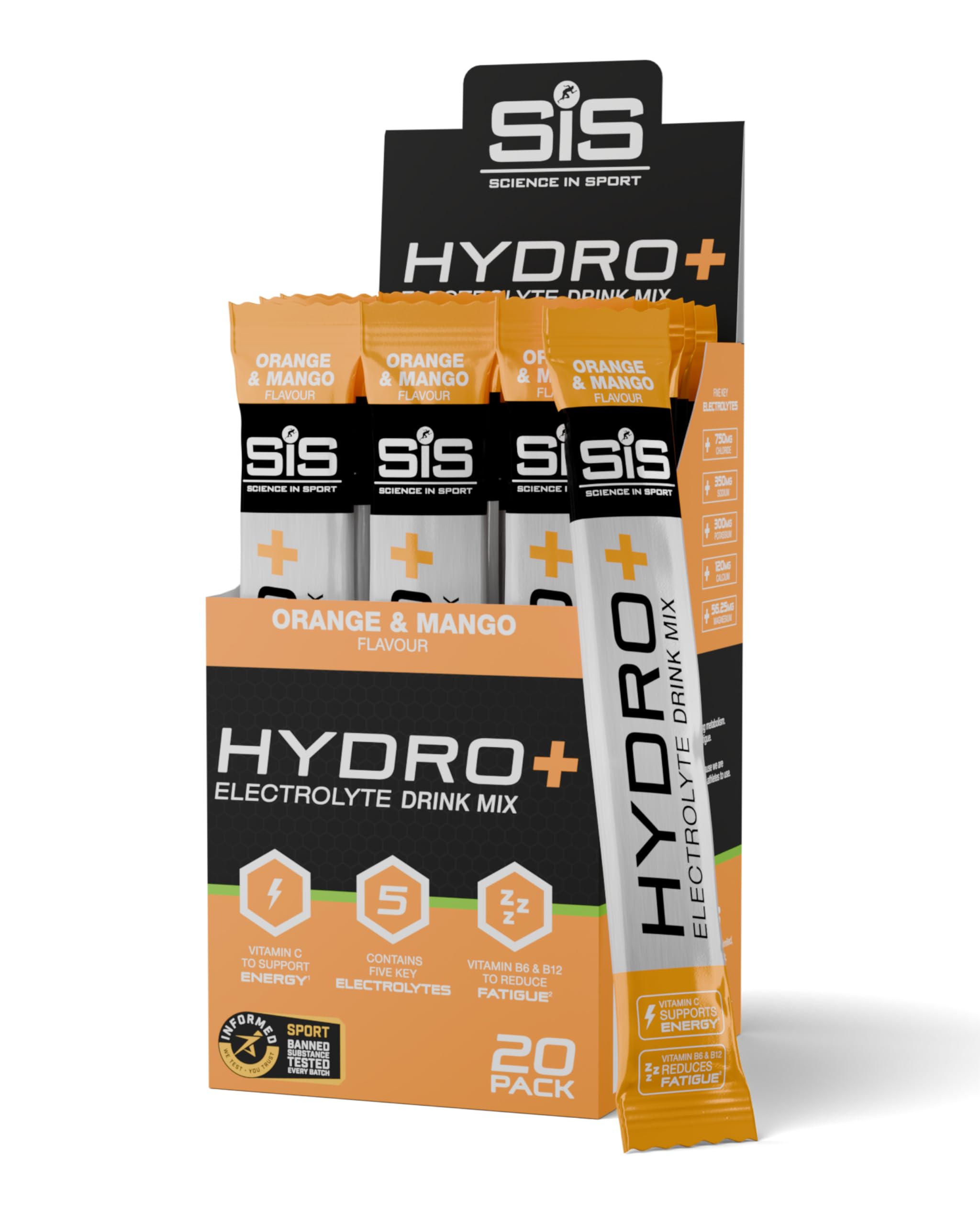 SiS Hydro+ Electrolyte Powder Sachets with Vitamins B & C | Orange