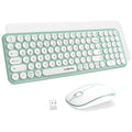 XTREMTEC Wireless Keyboard and Mouse Set – Retro Round Keys, Macaron Green