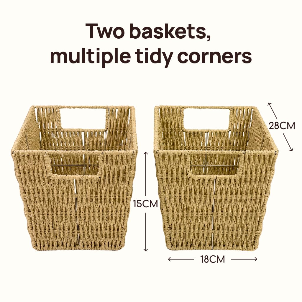 Viviendo Woven Storage Baskets Set of 2, Beige Rope Bins for Shelves - image 3