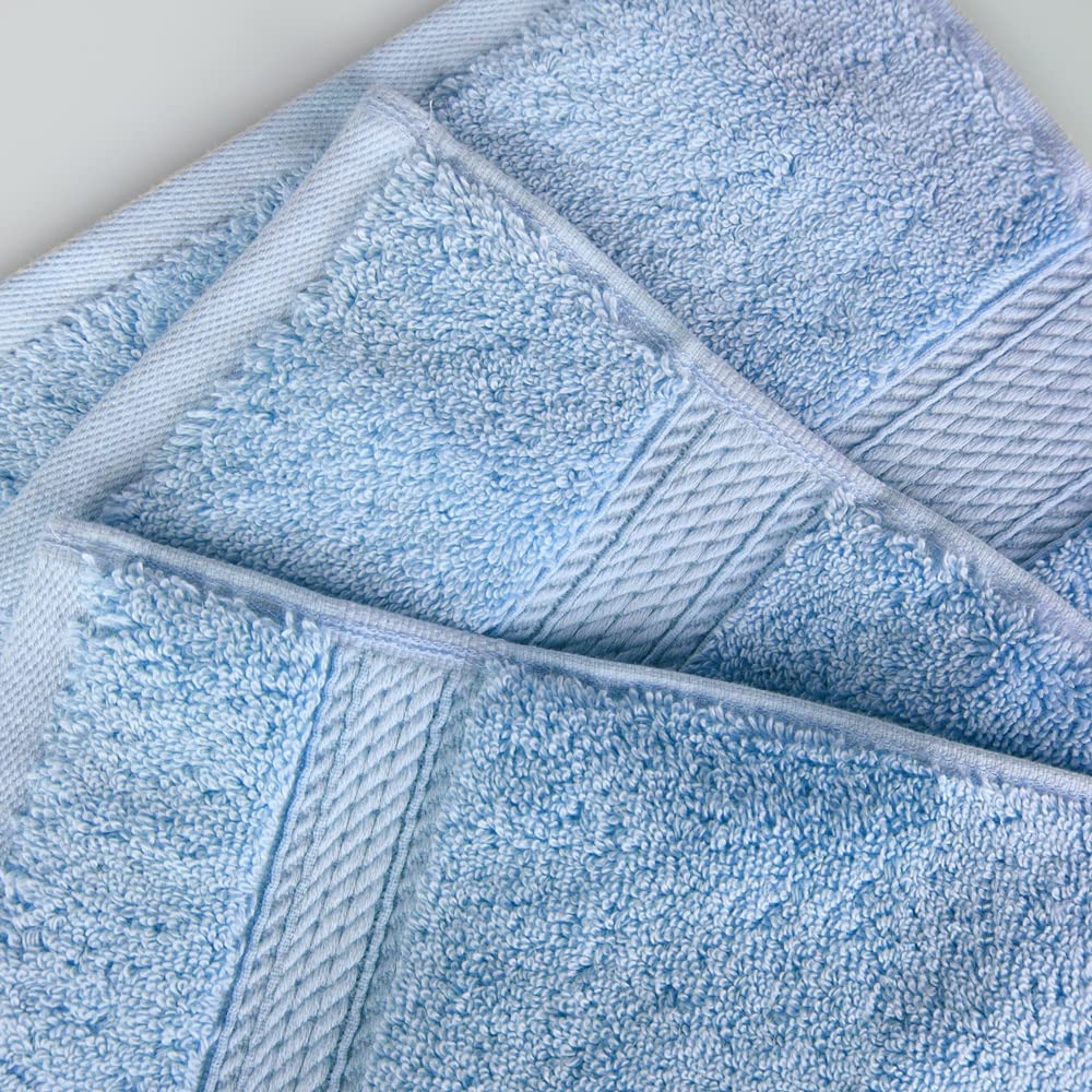 Superior 900 Gram 100% Premium Long-Staple Combed Cotton 6-Piece Face Towel Set, Light Blue - image 4