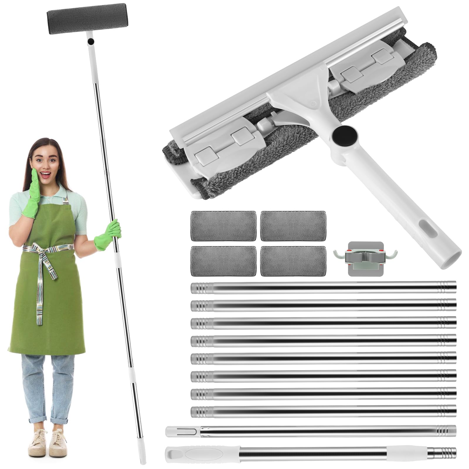 3.9M Window Squeegee Cleaner Kit | 2-in-1 Extendable Tool