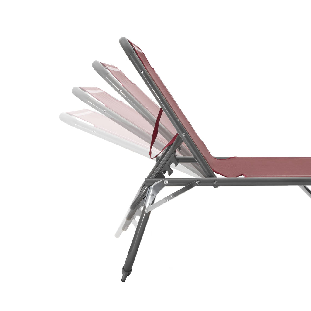 Homecall XXL Aluminium Sun Lounger | Red Textilene Fabric | 200x70cm