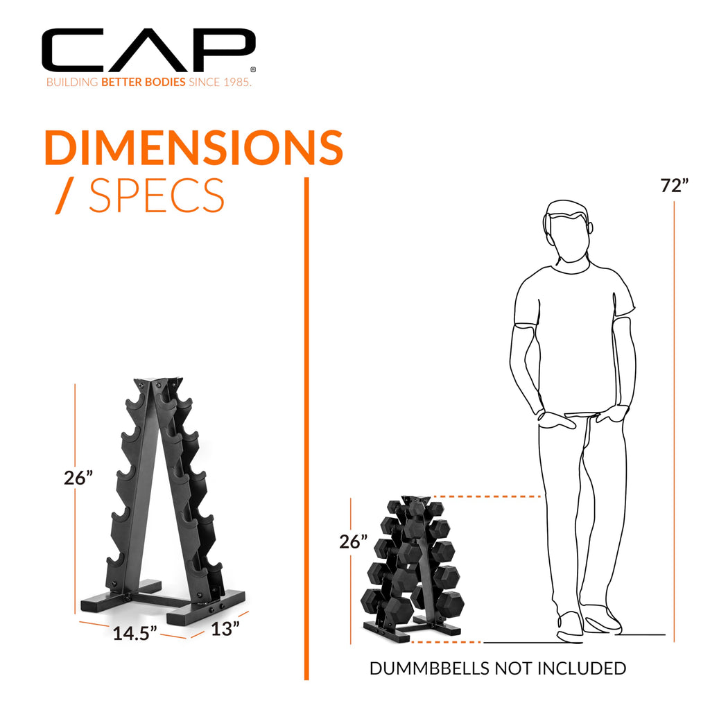 CAP Barbell A-Frame Dumbbell Rack | 5-Pair Steel Weight Storage, Carbon