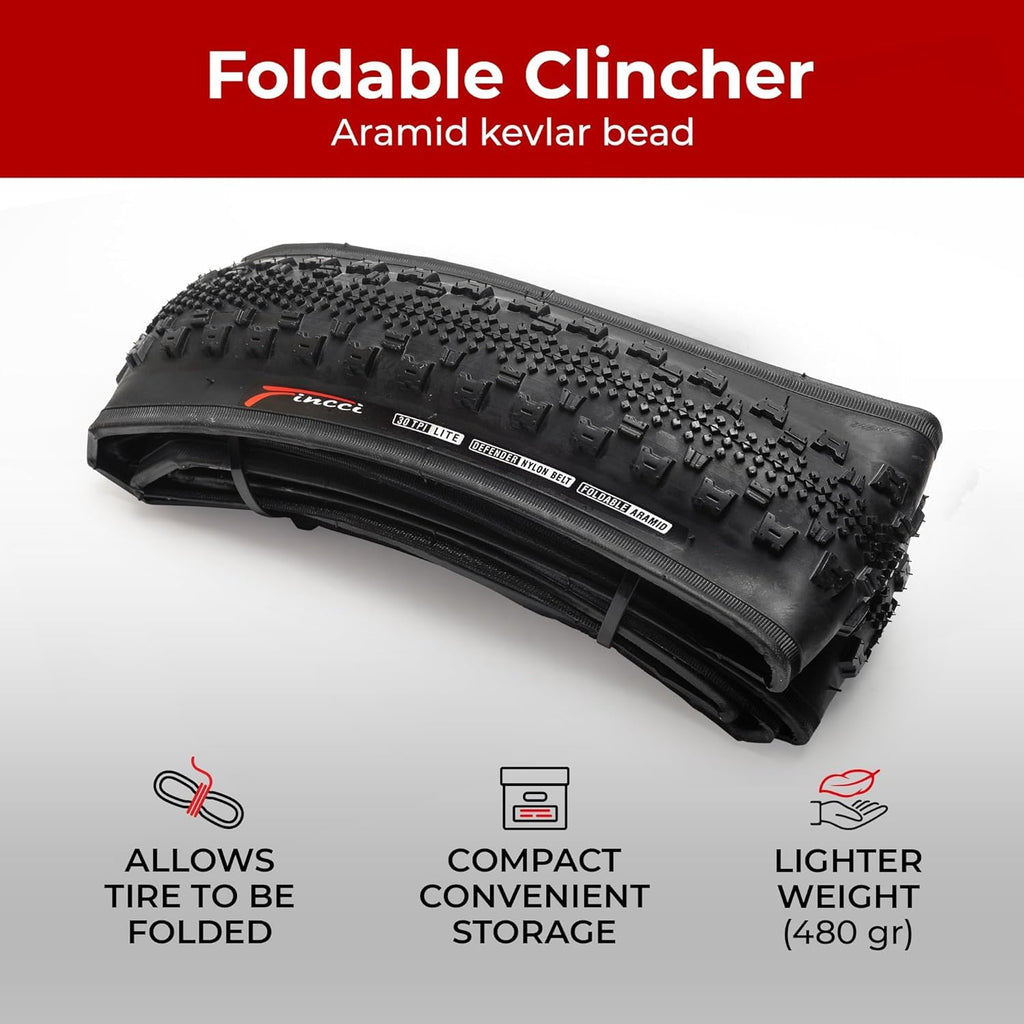 Fincci 700 x 38c Foldable Gravel Tyres – Antipuncture Protection (Pack of 2)