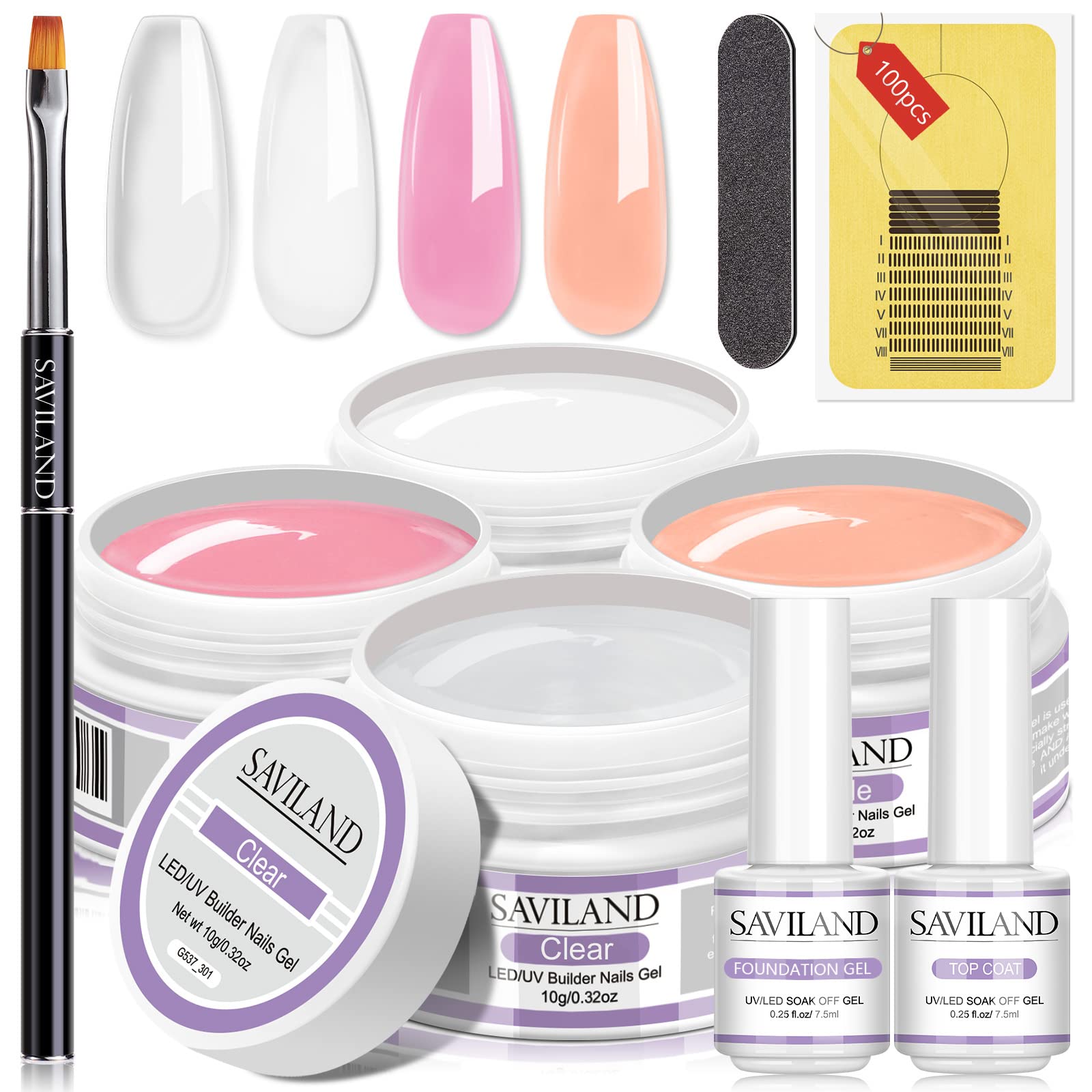 Saviland Builder Gel Nail Kit – 4 Colors Extension & Strengthener Set