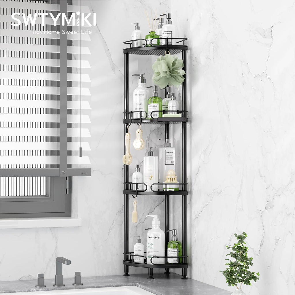 SWTYMIKI Corner Shower Caddy – 4 Tier Stainless Steel Standing Organizer