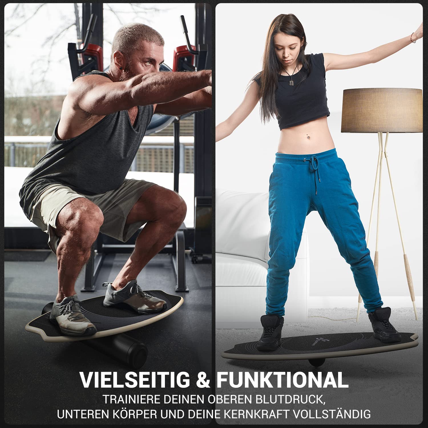 Sportneer 2-in-1 Balance Board | Indoor Surfboard & Skateboard Trainer