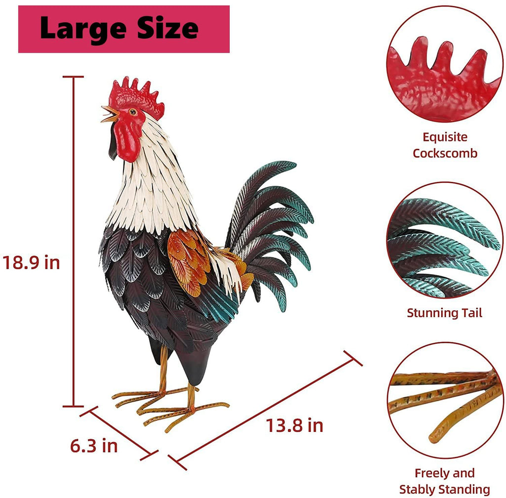 Chisheen Metal Rooster Garden Statue – Handcrafted Outdoor Chicken Decor