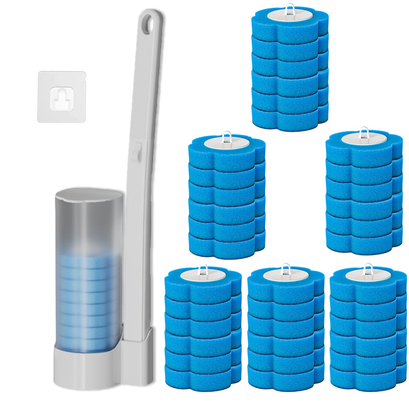 Jolof Store Disposable Toilet Brush Set | 36 Heads & Wall-Mounted Handle