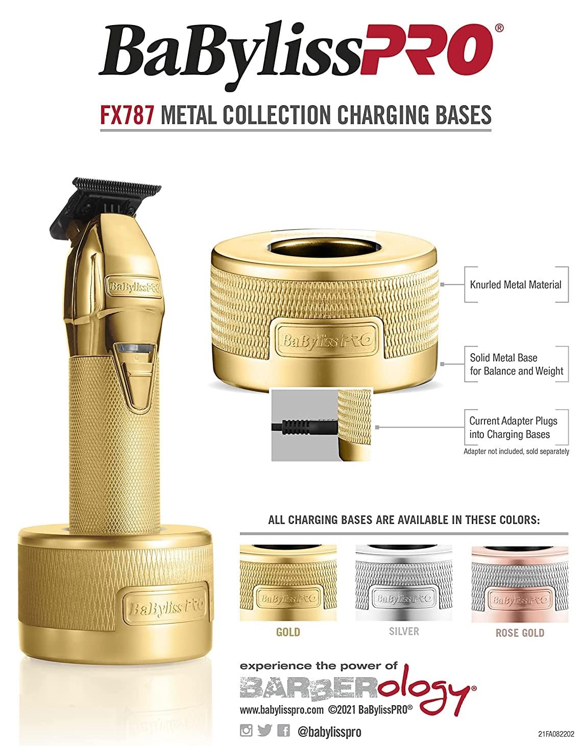 BaBylissPRO FX787 Trimmer Charging Base | MetalFX Series - Gold