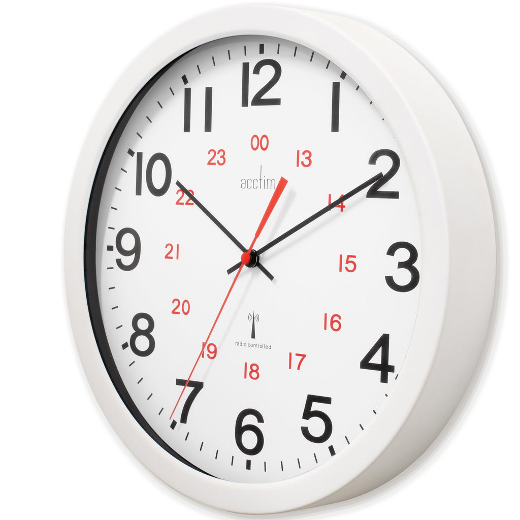 Acctim Radio Controlled Wall Clock – 30cm White 12/24 Hour Dial