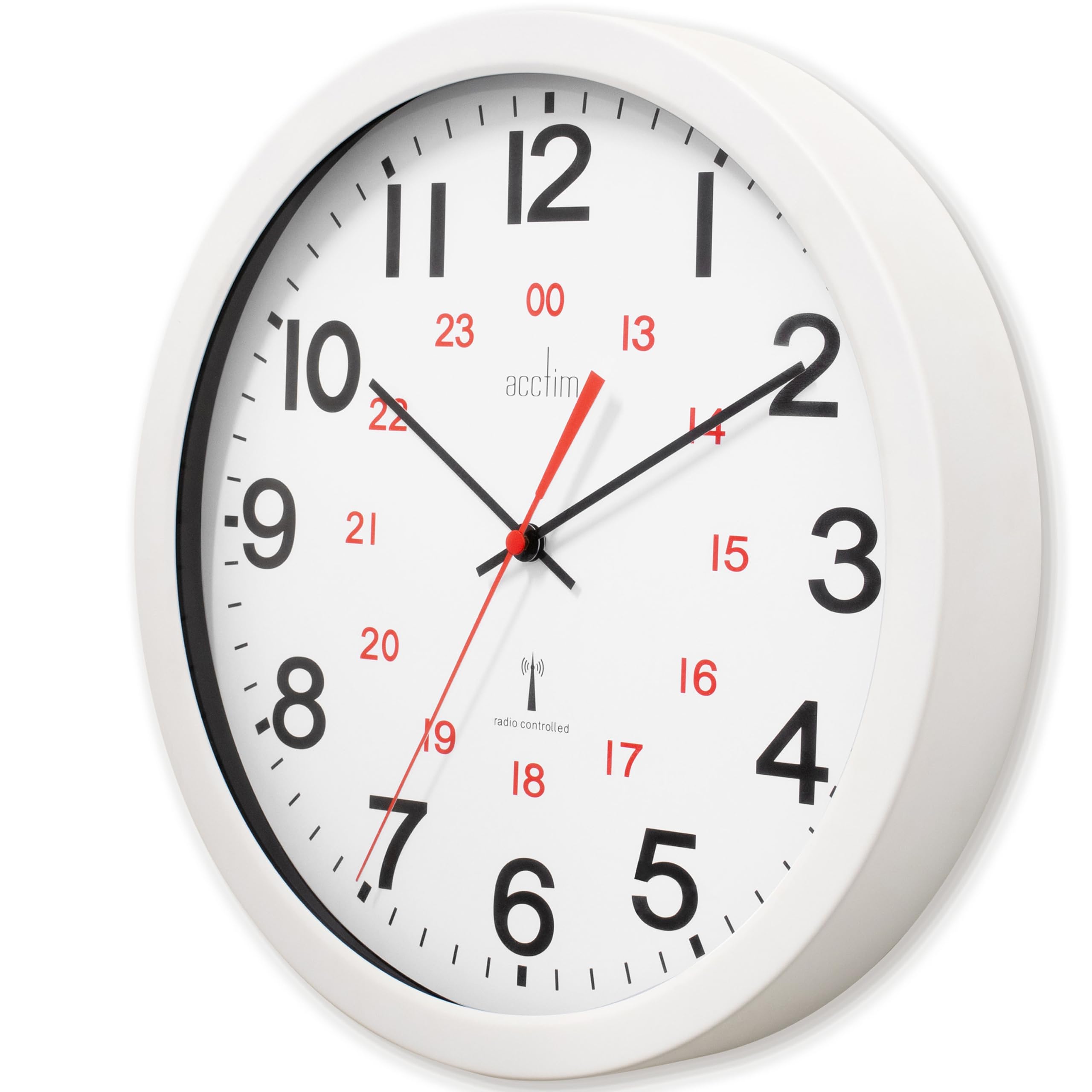 Acctim Radio Controlled Wall Clock – 30cm White 12/24 Hour Dial