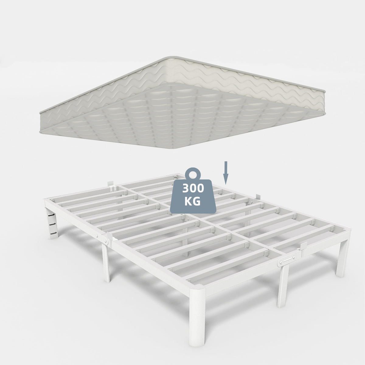 KVLKBV Double Bed Frame 135 x 190 cm, White Bed Frame with Metal Anti-slip Gasket and Large Storage Space Under Bed - Suitable for Bedroom - image 4