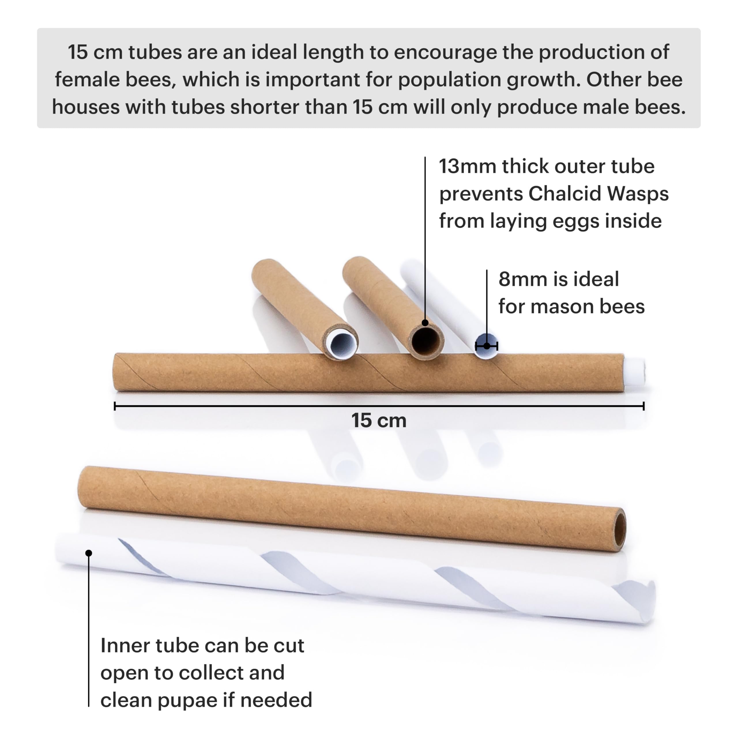 WHITEHORSE Cedar Mason Bee House – Weatherproof Insect Hotel with Tubes