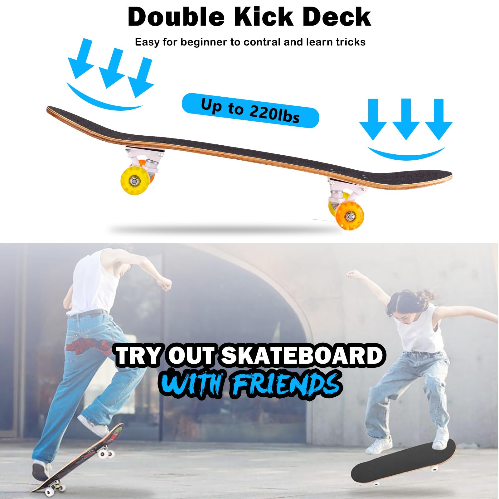 Jolof Store Complete Skateboard | 31x8 Inch 8-Layer Maple Wood Deck