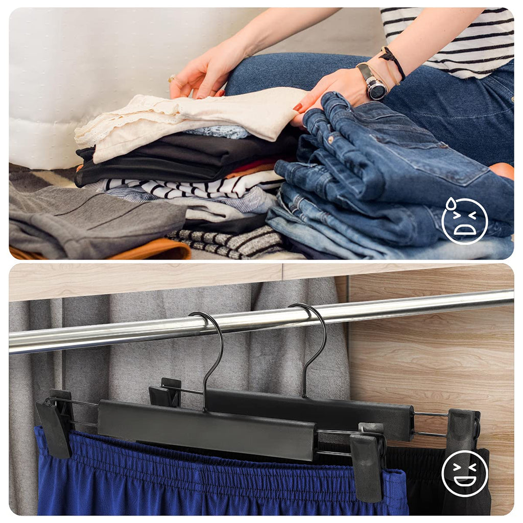 GUANJUNE Clothes Pants Hangers, Space-Saving Skirt Holders with 360 ° Swivel Hooks, Adjustable Clips, Trouser Hangers - image 5